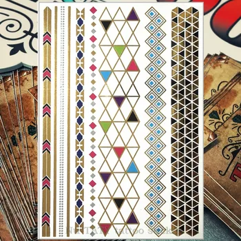 

Nu-TATY 24 style Temporary Tattoo Body Art, Color Square Golden Designs, Flash Tattoo Sticker Waterproof 21*15cm