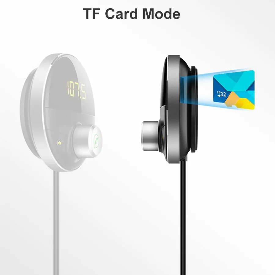 FM трансмиттер автомобильный с поддержкой TF карты и USB флеш