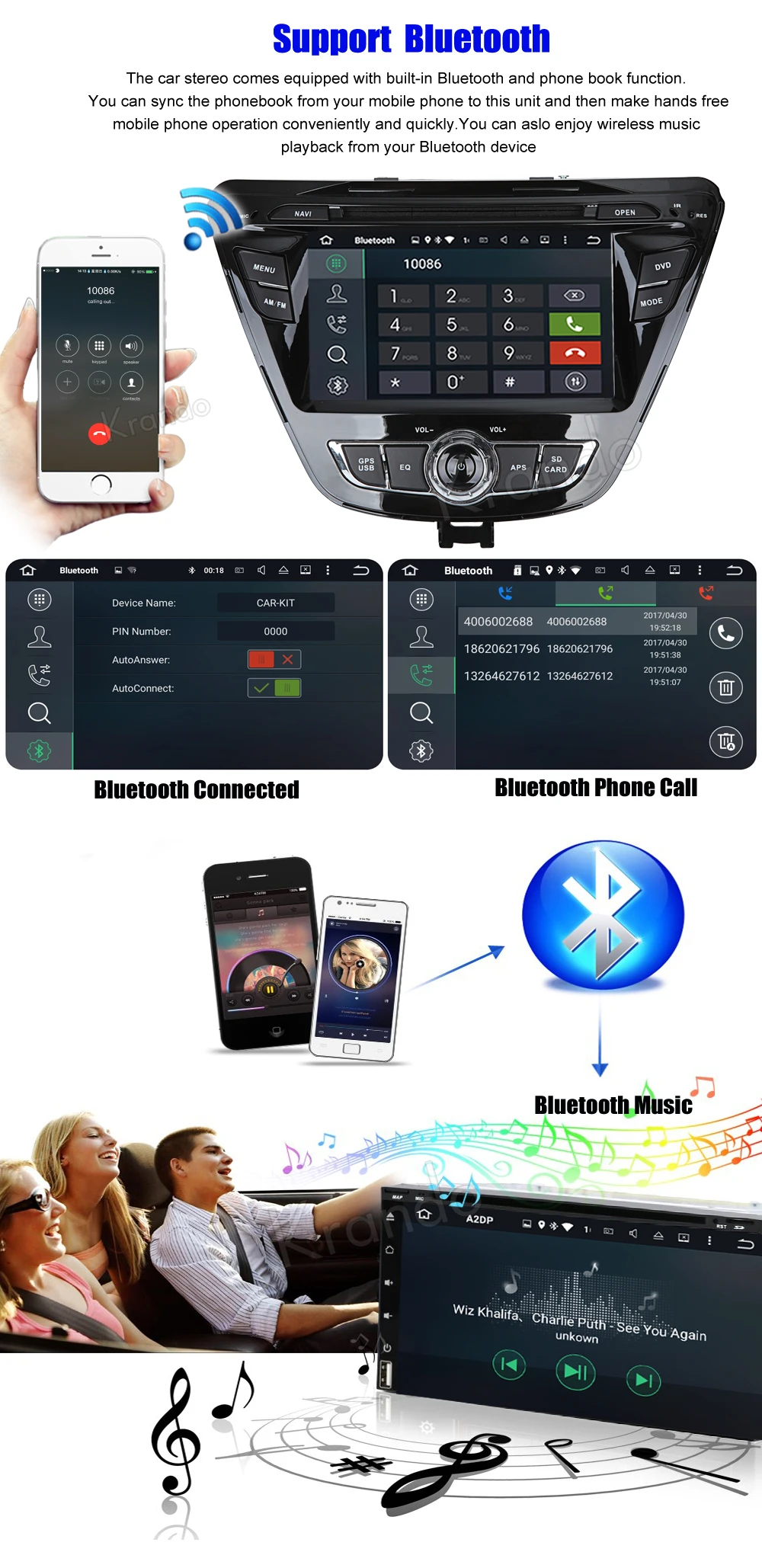 Cheap Krando 7" Android 9.0 car audio radio for Hyundai Elantra 2014+ gps dvd player navigation multimedia system WIFI 3G DAB+ 3