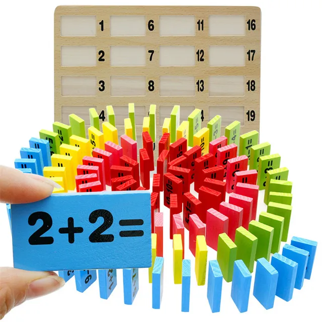 110PCS/set Wooden Domino Blocks Math Toys Children Colorful Mathematical Dominoes Educational Wood Montessori Toy for Kids Gifts 1