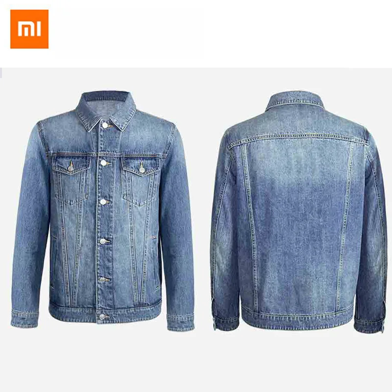 Original Xiaomi Bomber Jacket 100% Cotton Casual Fit Jacket Autumn Mens Simple Denim Jacket Fashion Brand Mens Coat