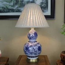 Винтажная китайская фарфоровая Керамическая Настольная лампа для спальни, гостиной, свадьбы, настольная лампа Jingdezhen, креативный прикроватный столик, тыква