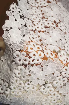 

ivory crochet lace fabric with retro flowers by the yard 6yards