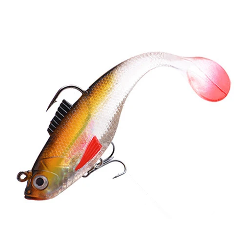 FTK Мягкая приманка 1 шт. 80/100 мм 11 разных цветов джиг, приманка для рыбалки с тройным крюком, свинцовая головка, силиконовая приманка для рыбалки, аксессуары - Цвет: 073