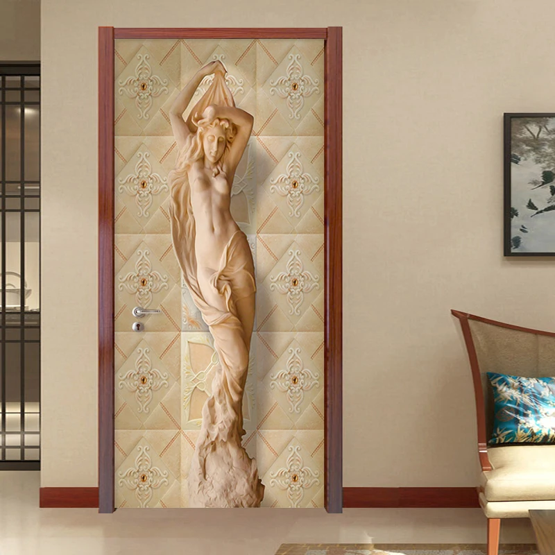 

3D Sticker European Style Stereo Figure Statue Wallpaper Living Room Bedroom Home Design Door Sticker PVC Self-Adhesive Poster