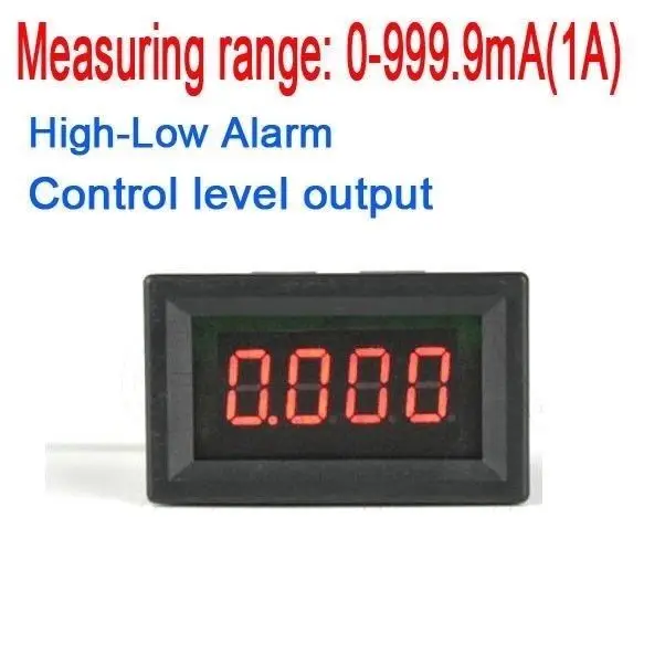 

0-999.9MA DC Ammeter High-Low Alarm DC Digital AMP METER 1A W/ Buzzer Current LED indication Panel Meter Monitor control shunt