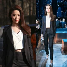 new Fashion Slim Blazer and Cropped Pant Suit Female Office Work Wear Star Same Style Trouser Suits Women Autumn