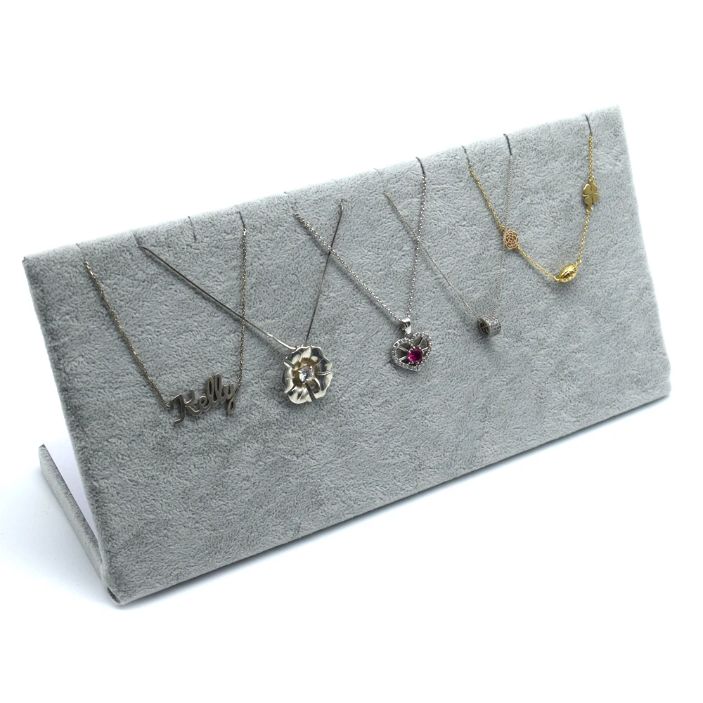 High Quality Gray Velvet Necklace Display Rack Cardbord Pendant Long