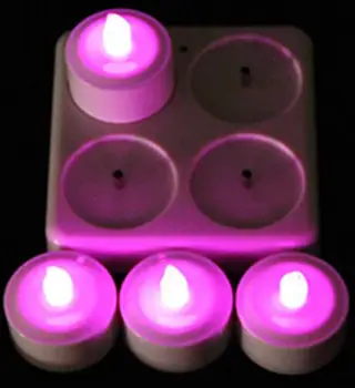 

set of 4 Remote Controlled Rechargeable TeaLight LED Candles frosted Flameless color Change candle lamp Party Wedding-Multicolor