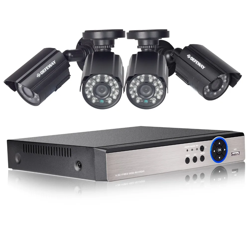 DEFEWAY HD 1080N P2P 4 Channel CCTV System Video Surveillance DVR KIT 4PCS font b Outdoor