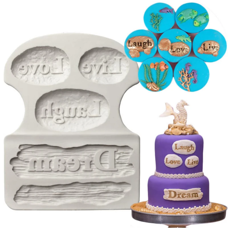 Dream Driftwood & Word Stones силиконовая форма для украшения торта Форма мастики Sugarcraft