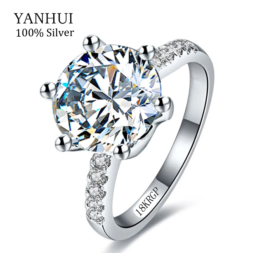 YANHUI Classic Engrave 18KRGP Stamp Ring Gold Color Rings Set 2 Carat