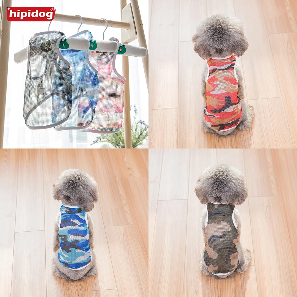 

Hipidog Dog Camouflage Mesh Breathable Vest Pet Summer Sleeveless Shirt Sportswear Clothes for Chihuahua Yorkshire Small Dog