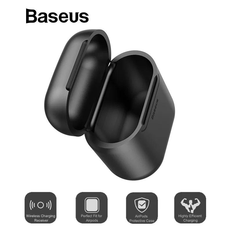 Baseus беспроводной зарядный приемник для AirPods ТПУ силиконовый ультра тонкий чехол для Apple Airpods Беспроводная зарядная подставка