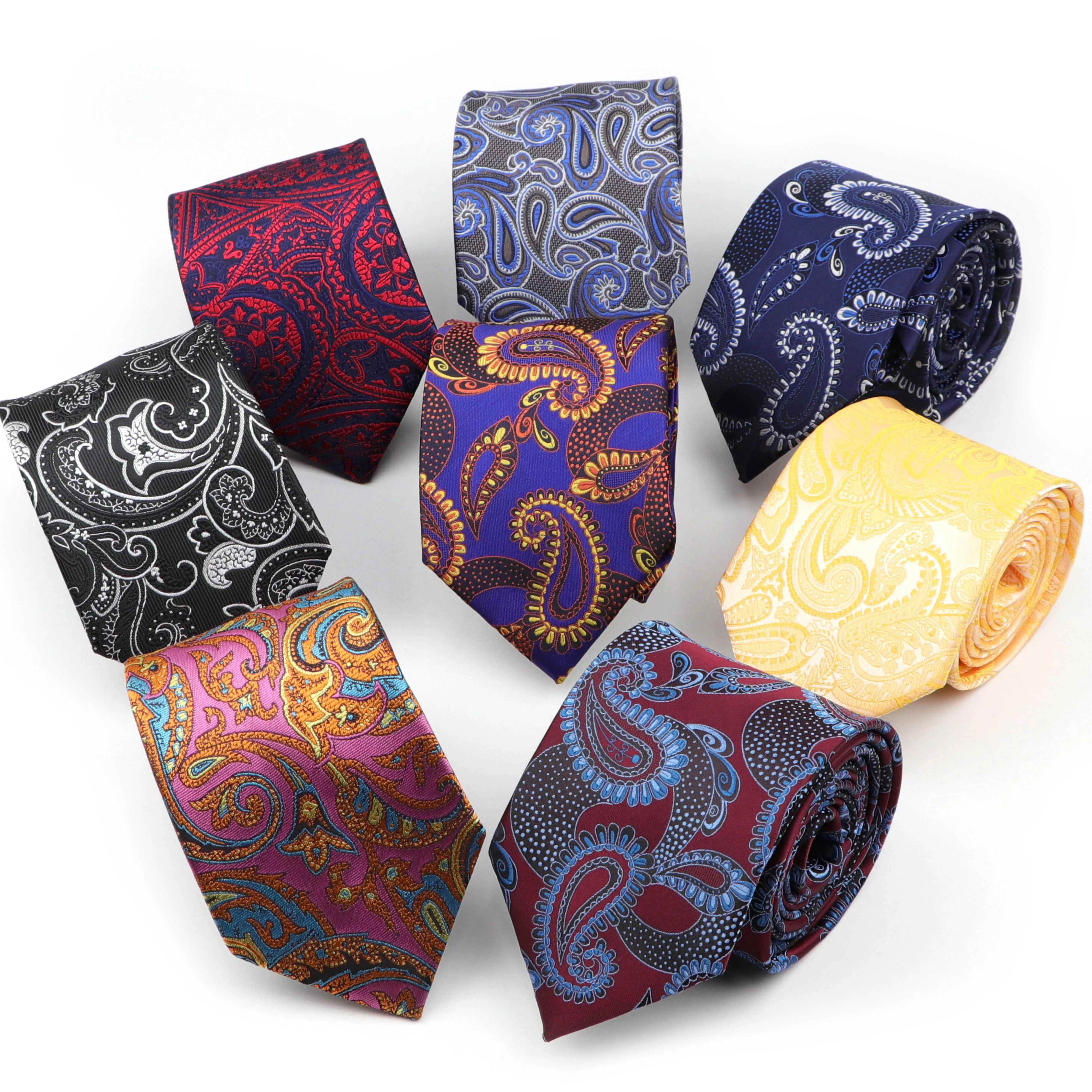 

Design Luxury Paisley Neckties Classic Polyester 8cm Gravata Tie Classic Business Casual Ties