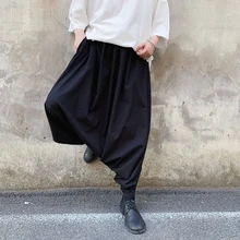 Мужские черные юбки брюки уличная хип хоп панк готика Свободные повседневные мужские брюки-шаровары Kinomo Япония стиль широкие брюки