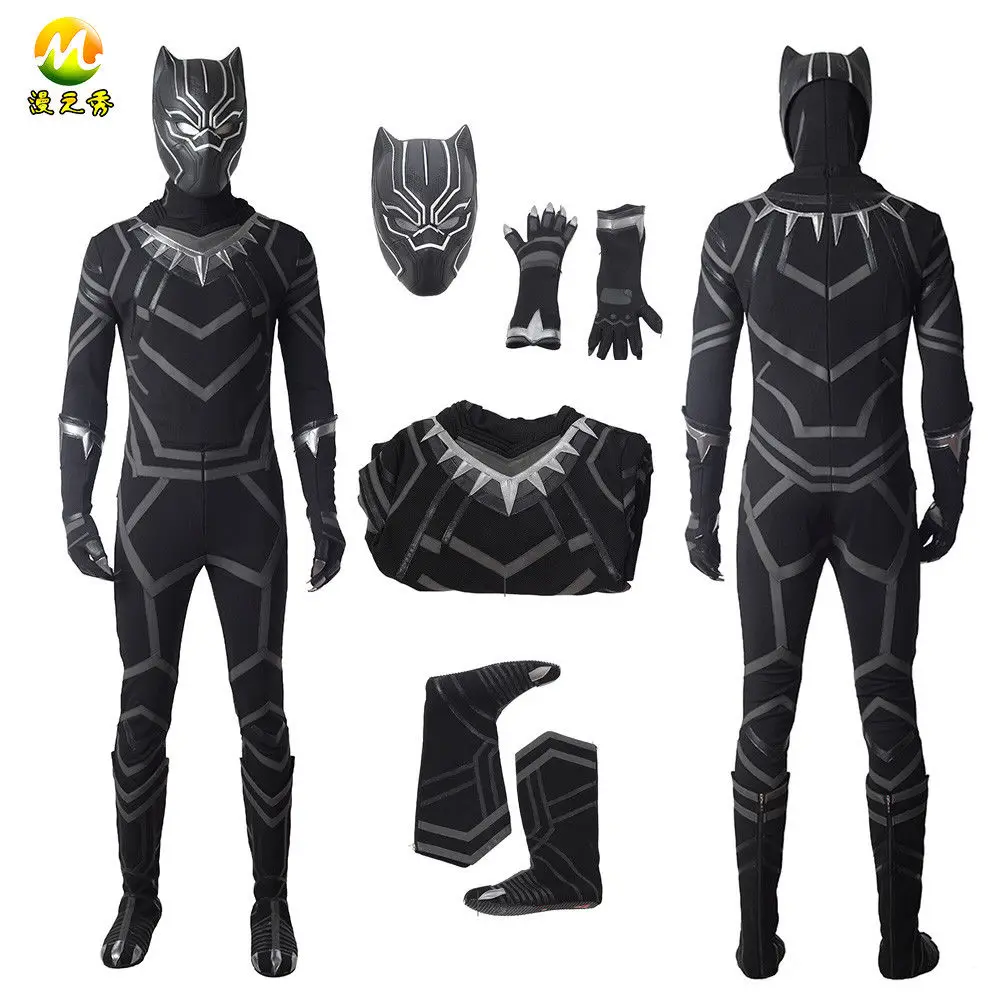 

Top Quality Black Panther Cosplay Costume T'Challa Jumpsuit Costume For Halloween Party Adult Black Panther Men Outfit Suit