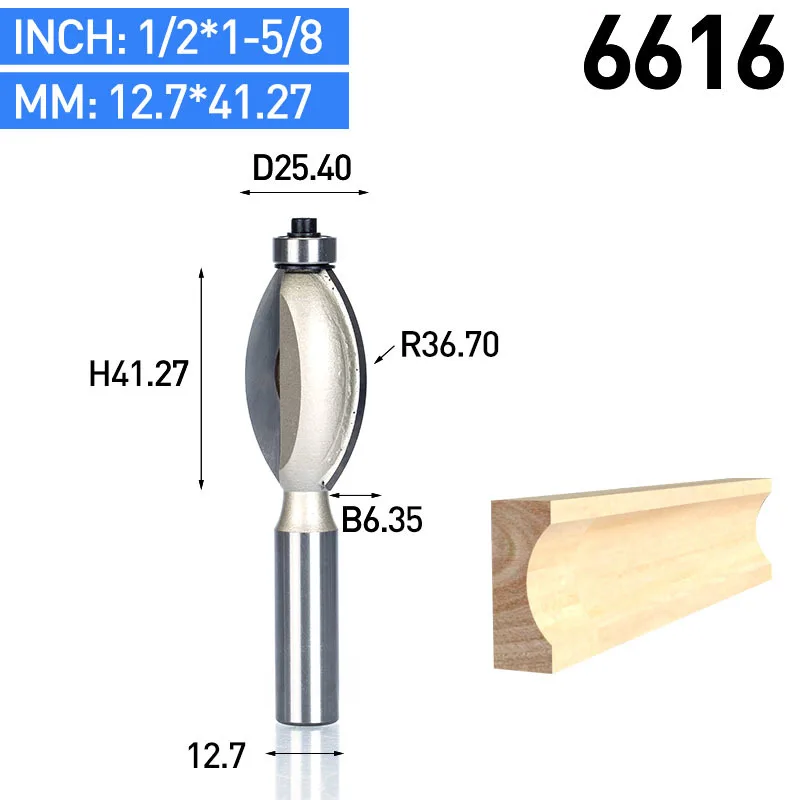 HUHAO 1 шт хвостовик 1/" 1/4" Круглый Резной бит ЧПУ Биты деревообрабатывающие круглые дуговые 3D гравировальные биты с накаткой кусачки для ногтей по дереву - Длина режущей кромки: 6616