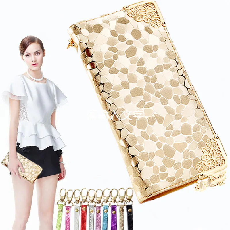

2017 Europe and the United States colorful stone pattern wallet zipper multi-card ladies hand bag long wallet free shipping