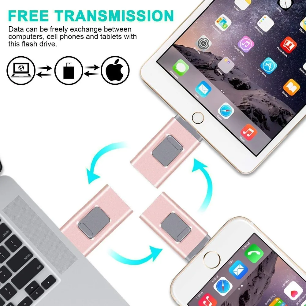 iOS Flash Drive 128GB, 256GB 64GB Memory Stick 3-in-1 OTG USB Pen Drive External Storage Compatible with iPhone iPad iPod Andro iOS Flash Drive 128GB, 256GB 64GB Memory Stick 3-in-1 OTG USB Pen Drive External Storage Compatible with iPhone iPad iPod Andro