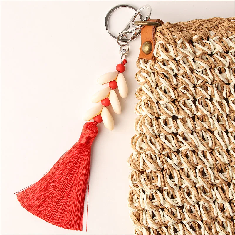 

1pc Handmade Keychain Shell Tassel Pendant Key Chains Bohemian Accessories For Women Bags Colorful Trinket Boho Style