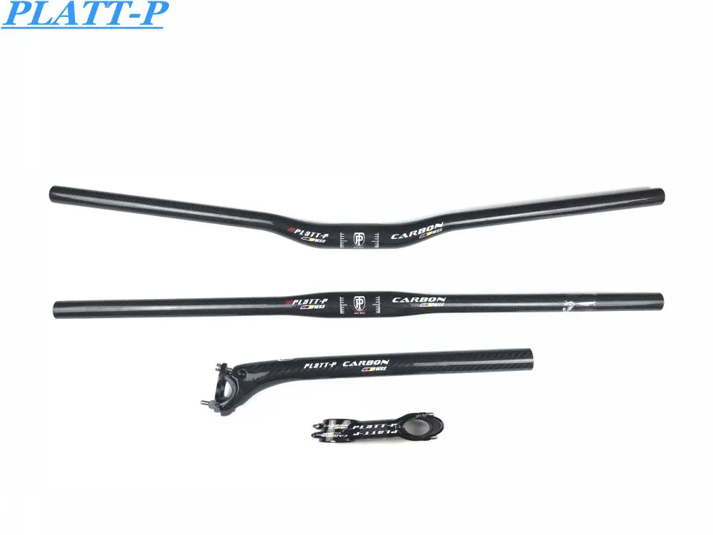 Carbon Handlebar PLATT P WSS Complete Carbon Fiber MTB Bicycle Parts Carbon Bicycle Set Flat or