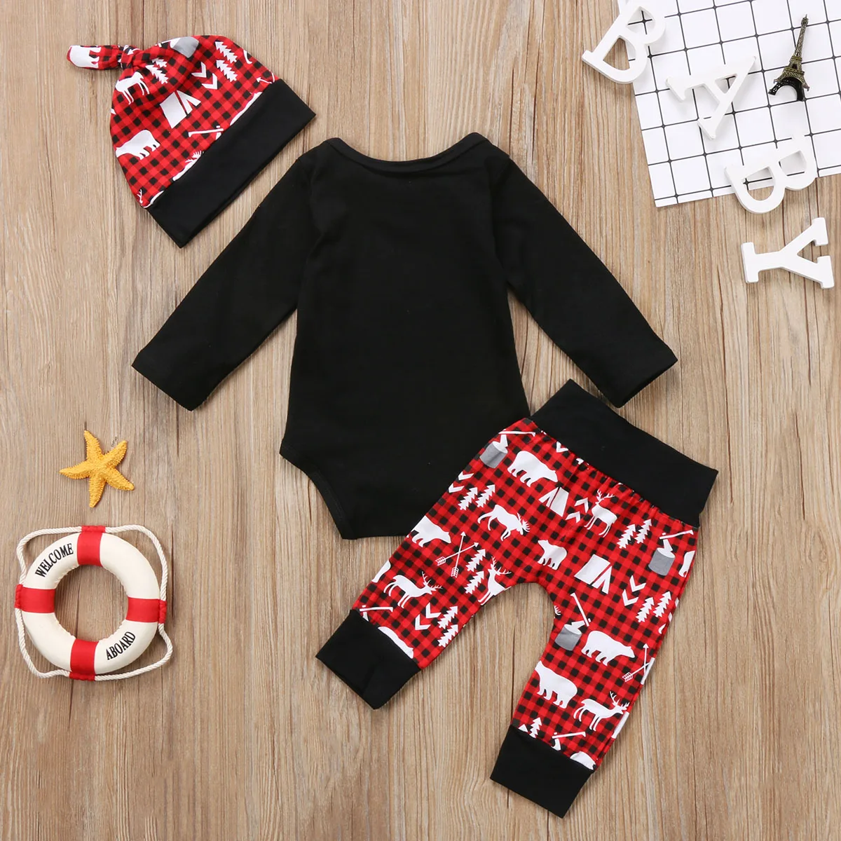 3 шт. комплект одежды для мальчиков и девочек 0 18 месяцев|xmas clothes|baby 3baby boy |