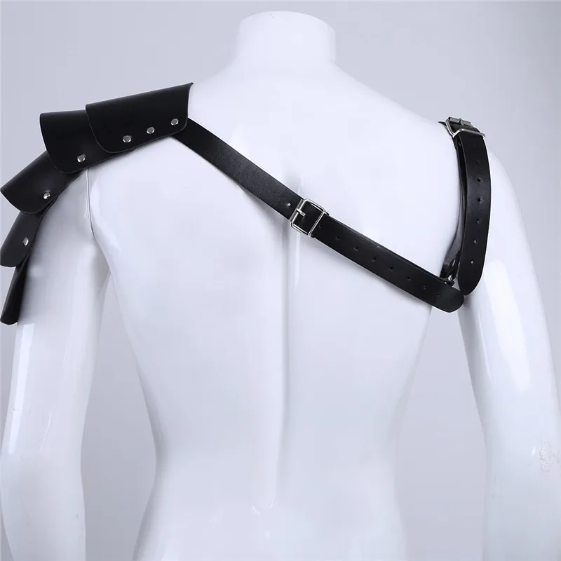 Price Men Bondage Lingerie Gay Men Harness One Strap Leather Adjustable Body Chest Harness Bondage Arnes Cosplay with Shoulder Armors