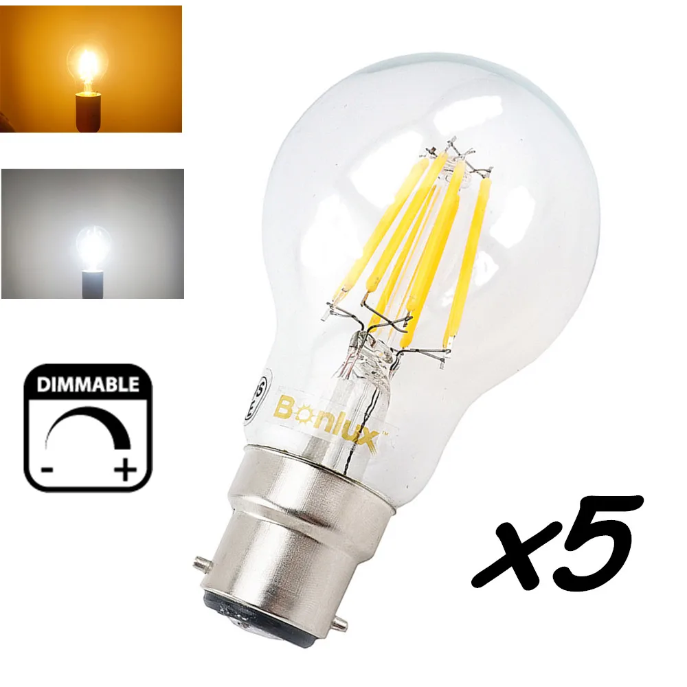 Dimmable B22 LED Filament Edison Retro Bulb 4W 8W 220V Base LED