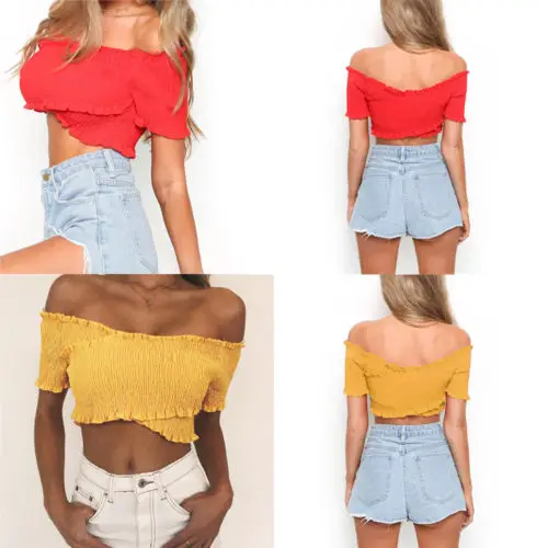 Кроп Топ женский с открытыми плечами однотонный ярких цветов|crop top|fashion crop topwomen |