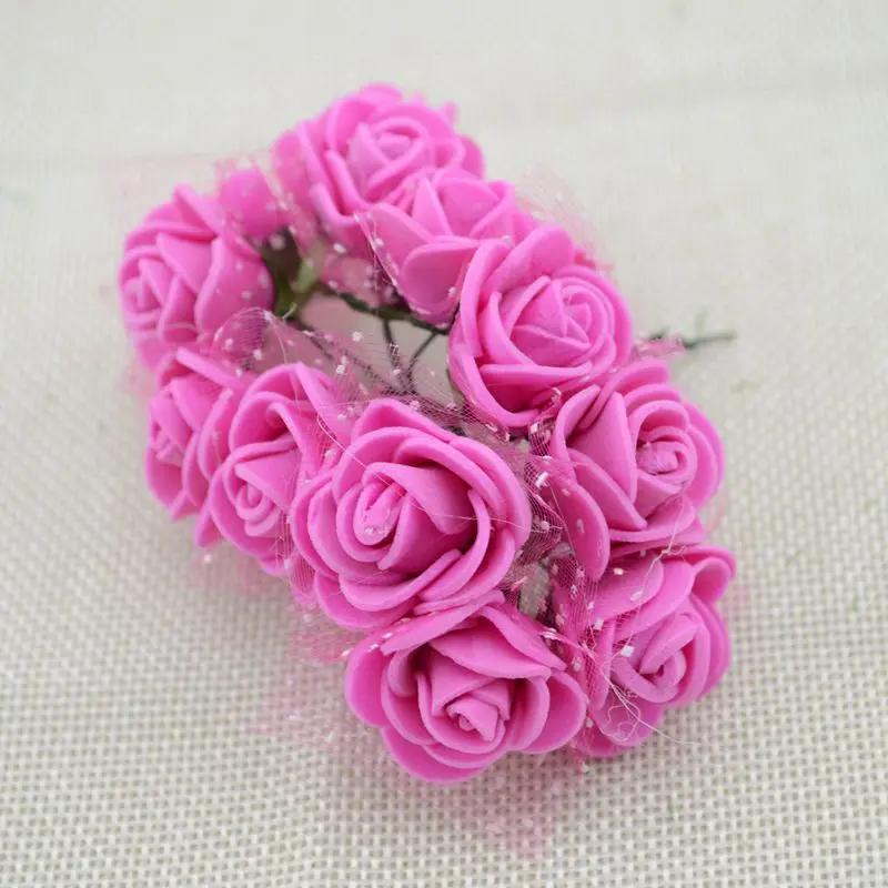 144 шт Дешевые DIY Мини розы Искусственные цветы кружева свадебные цветы украшения цветок пена ручной кольцо материал - Цвет: rose red