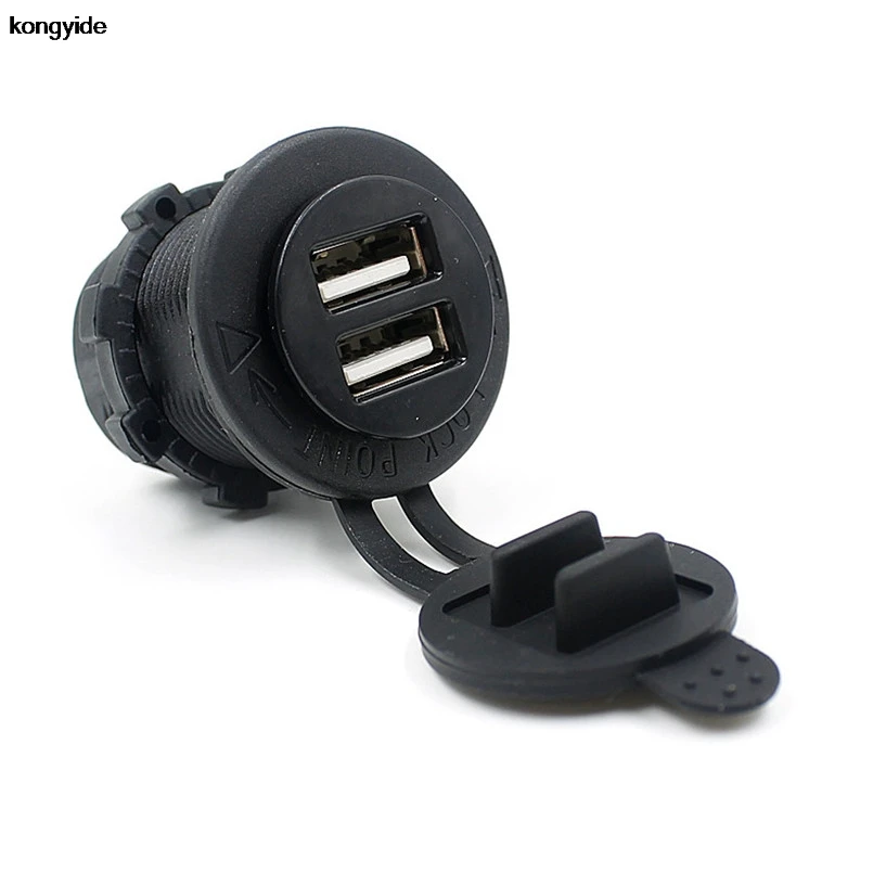 

kongyide Univesal DC 12V Auto Motorcycle Dual USB Charger Power Adapter Outlet Car Cigarette Lighter Socket N# dropship