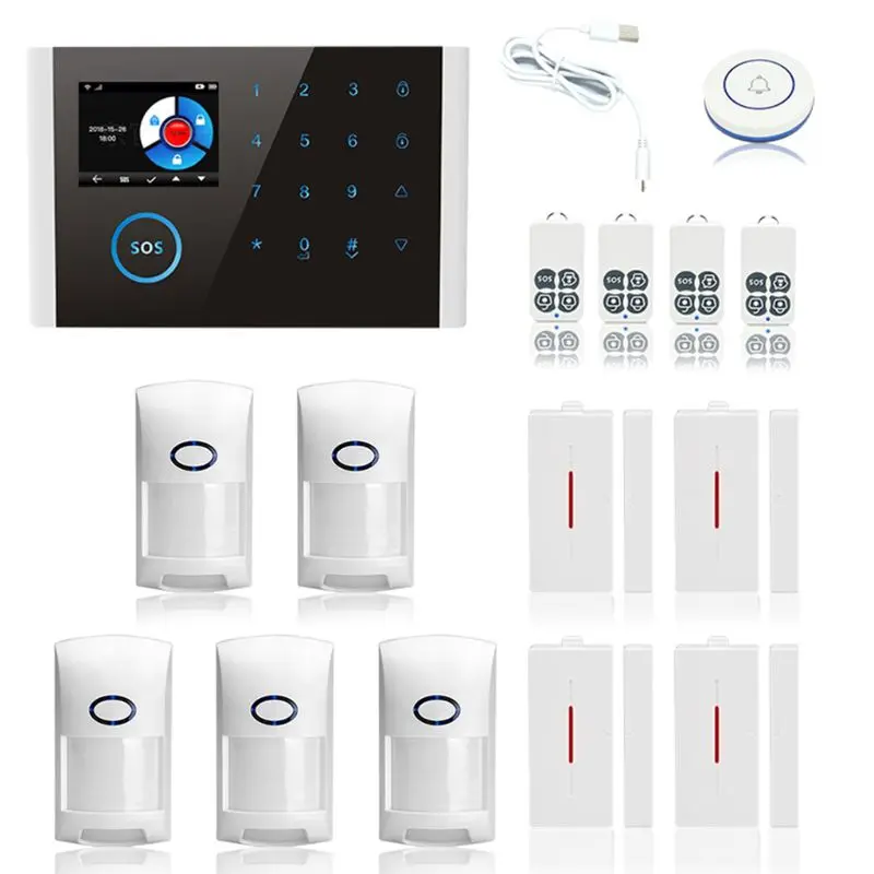 

1Set CS108 Wireless WIFI GSM GPRS Smart Alarm System APP Remote Control RFID Card Home Security Kit with Colorful Screen SOS But