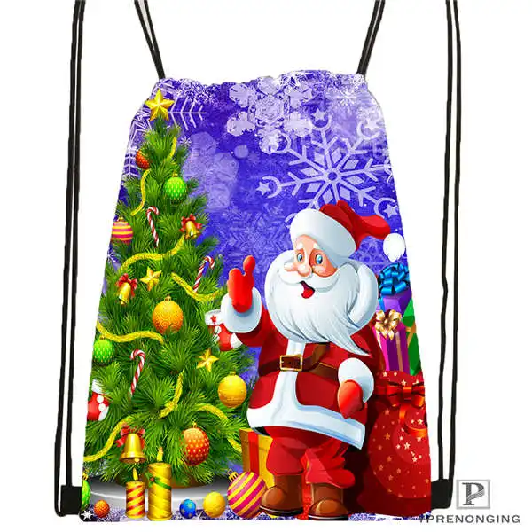 Drawstring Backpack Обычай Счастливого Рождества@ 09 походная сумка на шнурке милый рюкзак для детей(черная спина) 31x40 см#180531-03-25 - Цвет: Drawstring Backpack