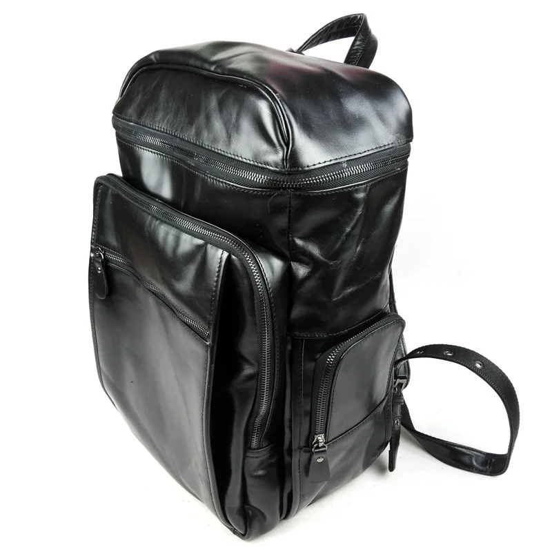 Genuine Leather Men travel Backpack Korean Fashion Oil Wax Laptop Backpack