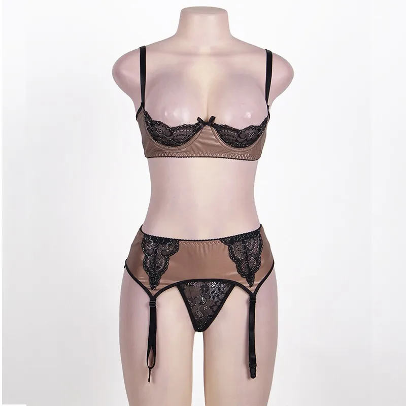 Comeonlover Half Cup Lingerie Garter Set Satin Underwire Sexy Underwear Women Set Erotic Plus Size Open Bra Panty Set RE80313 Comeonlover Half Cup Lingerie Garter Set Satin Underwire Sexy Underwear Women Set Erotic Plus Size Open Bra Panty Set RE80313