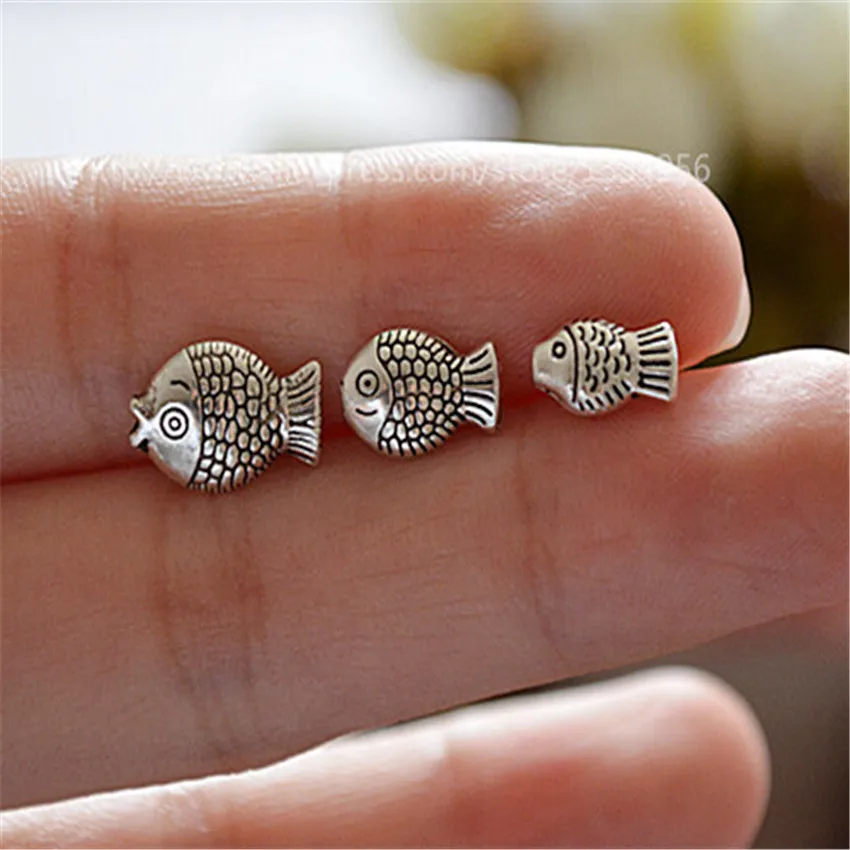 

10pcs/lot antique silver cute fish beads for jewelry making diy charms spacer metal beads pendants for bracelet high quality