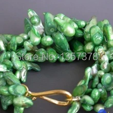 Shitou 00483 4row " 18 мм ЗЕЛЕНЫЙ хвост вино Пресной Воды культивированный жемчуг БРАСЛЕТ