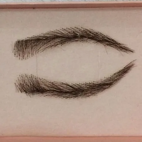 Par de Mão Feito Cabelo Humano Sobrancelha Falsa 003 Cor Marrom Claro Artesanal Suíço Laço Invisível Realidade um 8 Um par de mão feito cabelo humano