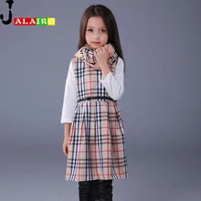 Été Fille Robe Sans Manches En Coton Casual Enfants Robes O-cou Plaid Enfants Robes Pour Les Filles De Mode Bébé Robe Pour Les Filles