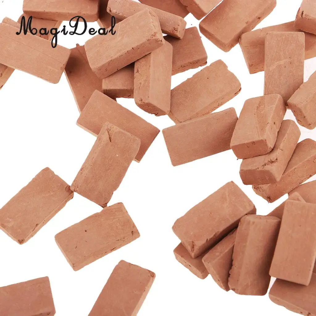 100x 1/16 Mini Realistic Clay Bricks Model for Sand Table Scenery Building DIY Accs