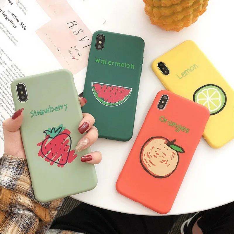 

JASTER Candy Color For iPhone 7 8 6 6S Plus Case For iPhone XR XS X Xs Max Summer Watermelon Lemon Phone Cover TPU Silicone Case