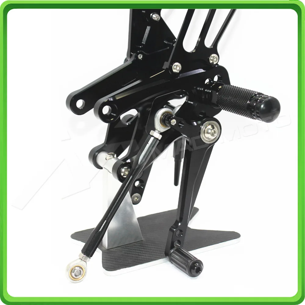 CNC Adjustable Rear Sets Rearset Footrest Foot Rest Pegs for Aprilia RSV4 ( R  FACTORY ) APRC ABS 2013 2014 2015 2016 Black (6)