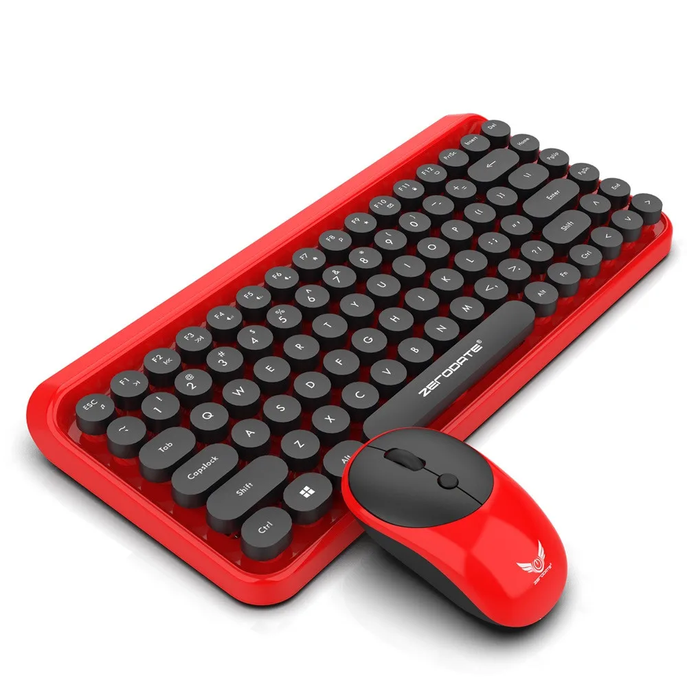 K800 2-в-1 2,4 ГГц Ретро Стиль 84 клавиши Беспроводной клавиатура Мышь комбо игровая мышь и клавиатура Комплект Офис, красный цвет, тонкий