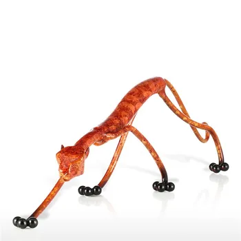 

39cm/41cm Dashing Leopard Iron Figurine Metal Crafts Animal Figurine Home Decoration Craft Gift For Home Office R2097