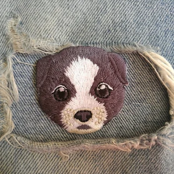 

1 PIC 4.5*4.3CM new embroidery CLOTH accessories patch Border Collie DOG dress decoration repair hole SITCKER