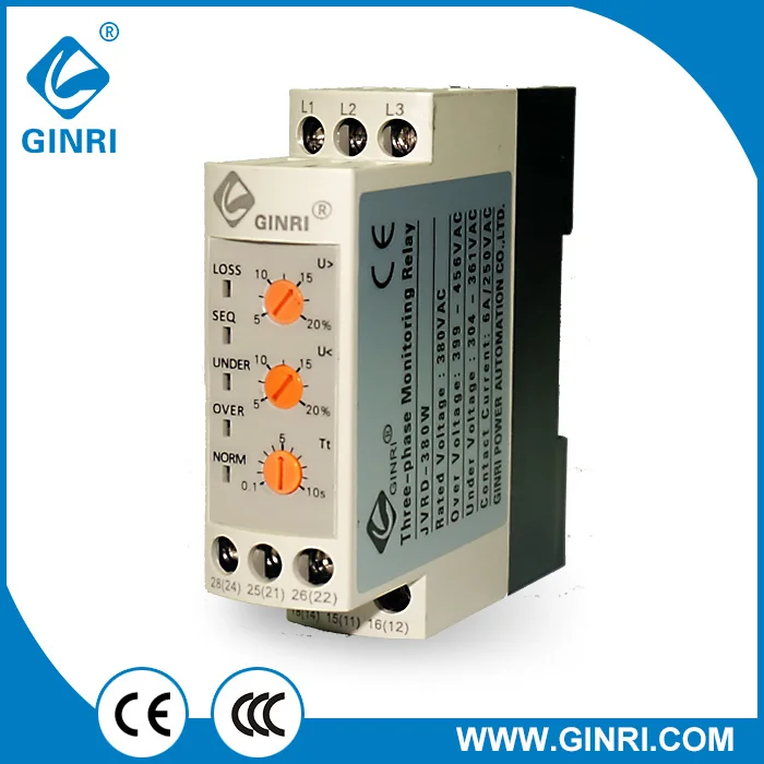 Air Conditioner Parts GIRNI JVRD W Adjustable Three phase protection relay Monitoring Phase Over