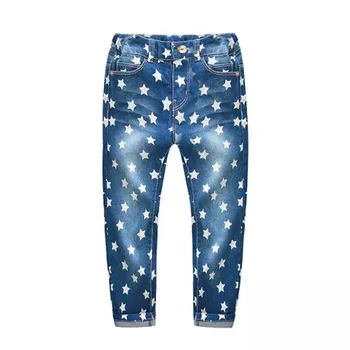 

2017 spring fashion baby boys girls jeans children denim pants pentagram printed kids trousers high quality 3-10 years