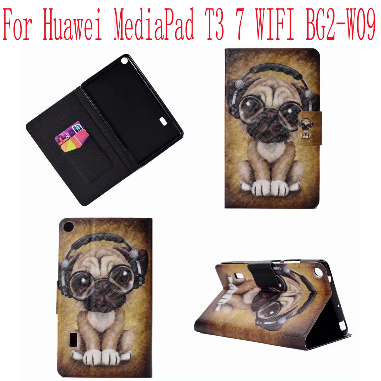 

Fundas For For Huawei MediaPad T3 7 inch WIFI Version Case Soft TPU Leather Stand Smart Cover Book Case Cartoon Kids Case