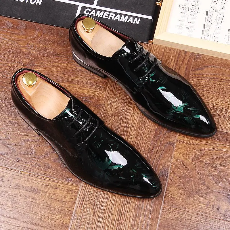 Azul Otoño Verde Charol Lace Rojo Para Moda Estrecha 2 Masculina Hombre Oxfords Boda 3 Punta Flores Zapatos Up 1 Oqr7OPdIwA